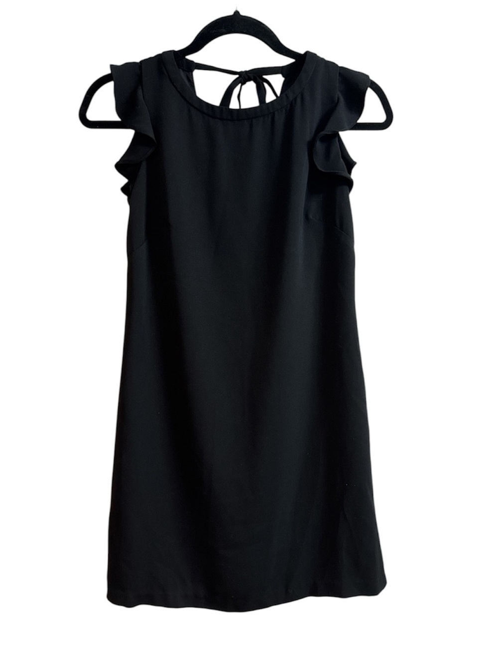 LOFT Black Ruffle-Sleeve Tie-Back Tunic